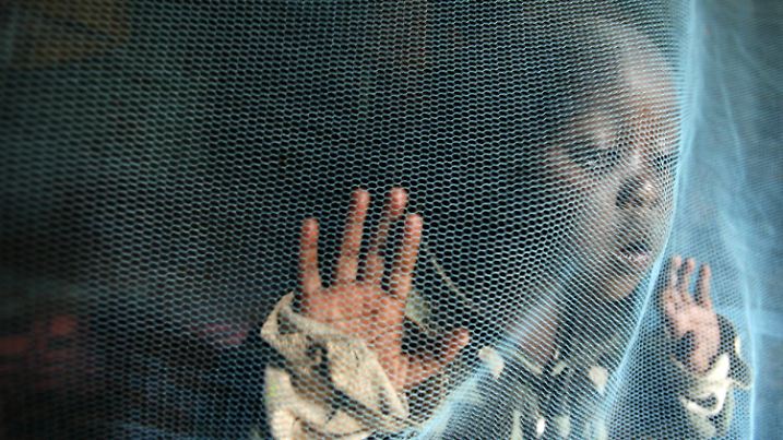 Siama Marjan, 3, plays under a insecticide treated mosquito net, when she should be resting afer school at their home in the Kibera slums of Nairobi, Kenya on 24 April 2008. World Malaria Day, on 25 April, hopes to raise awareness for the over 3,000 children that die each day in Sub-Saharan Africa from the disease which is caused by mosquito bites. Millions of poor Africans cannot afford $5.00USD to provide treated nets for their children to sleep under which greatly reduces the chance of them being infected by the epidemic activists call a "Genocide of Apathy". EPA/STEPHEN MORRISON +++(c) dpa - Bildfunk+++