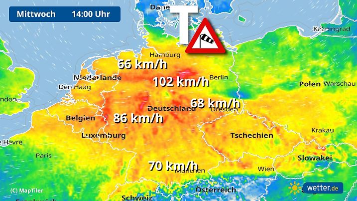 Sturm am Mittwoch Um 14 Uhr hat uns das Hauptsturmfeld erfasst