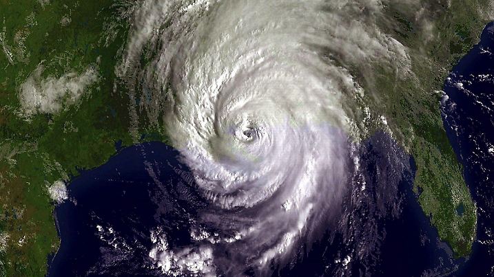National Oceanic and Atmospheric Administration (NOAA) satellite image shows Hurricane Katrina as the storm makes it's way through the USA Gulf Coast after making landfall at around (1110 GMT) 7:10 am EDT on the Louisiana coast taken at 1345 GMT (9:45 am EDT) 29 August 2005. At least a million people had fled the area ahead of the powerful storm, which weakened as it neared land to top winds of 155 mph (248 kph) and was downgraded to a Category 4 storm on the five-step Saffir-Simpson scale. EPA/NOAA +++(c) dpa - Bildfunk+++