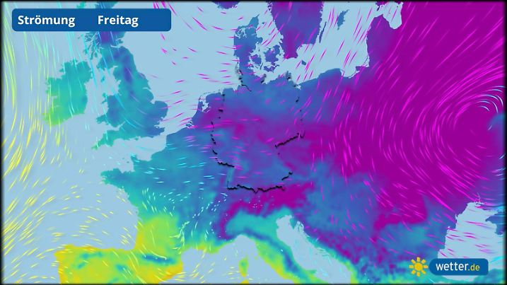 Auf der Graphik ist die Kaltluftzunge aus Osteuropa dargestellt.