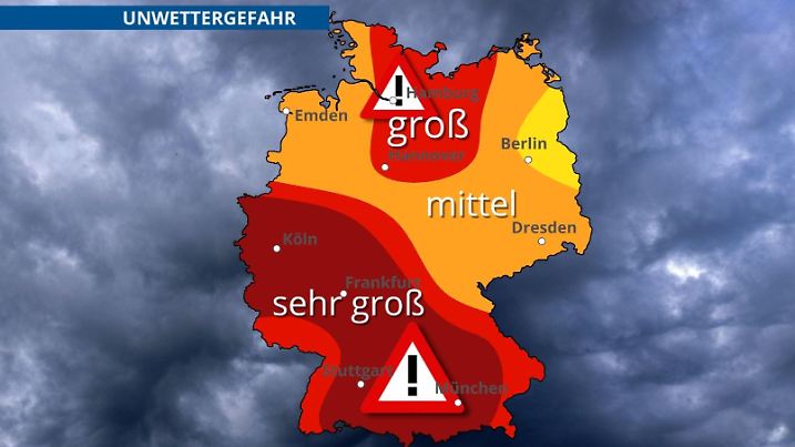 Unwettergefahr für Dienstag