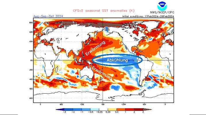 NOAA Meerestemperaturanomalien für August bis Oktober weltweit