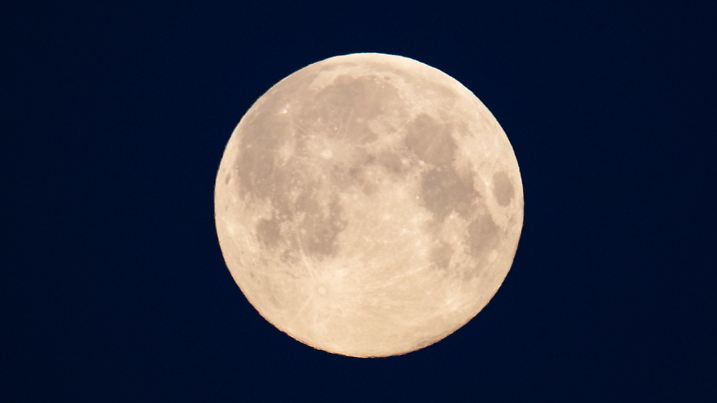 ACHTUNG: SPERRFRIST 26. OKTOBER 17:00 UHR. ACHTUNG: DIESER BEITRAG DARF NICHT VOR DER SPERRFRIST, 26. OKTOBER, 17.00 UHR MEZ VERÖFFENTLICHT WERDEN! EIN BRUCH DES EMBARGOS KÖNNTE DIE BERICHTERSTATTUNG ÜBER STUDIEN EMPFINDLICH EINSCHRÄNKEN. - ARCHIV - 08.04.2020, Berlin: Vollmond über Berlin. (zu dpa "Forscher finden neue Hinweise auf Wasser auf dem Mond") Foto: Soeren Stache/dpa-Zentralbild/dpa +++ dpa-Bildfunk +++