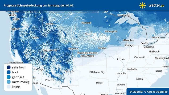 Schnee-Wahrscheinlichkeit am Neujahrstag