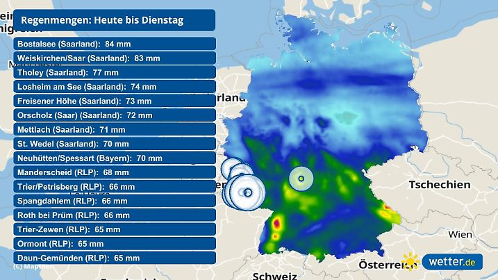 DE Regensumme Vorhersage 24h