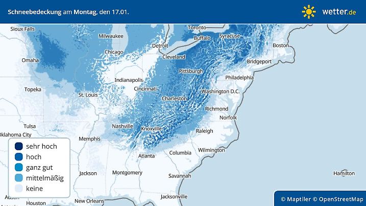 Schneebedeckung im Osten der USA