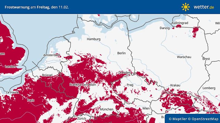 Frostwarnung für Deutschland am Freitag, 11. Februar 2022