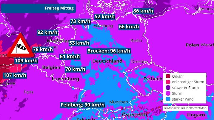 Sturmböen am Freitagmittag