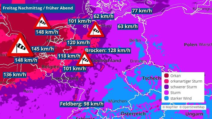 Sturm- und Orkanböen am Freitagnachmittag