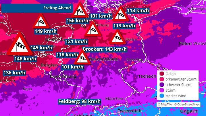 Sturm- und Orkanböen am Freitagabend