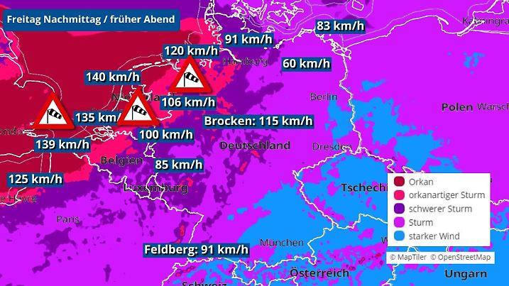 Am Nachmittag ist das Sturmtief schon zu spüren