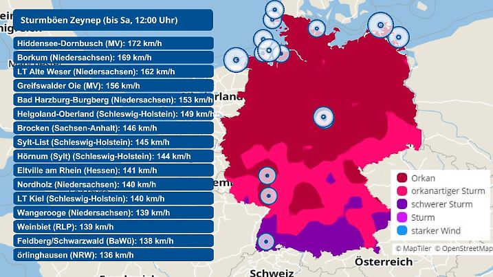 Exreme Böen durch Sturmtief