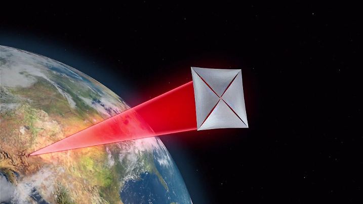 epa05256960 A grab from a computer animated video provided by the Breakthrough Initiatives on 13 April 2016 shows laser beams hitting an ultra-light spacecraft over planet earth. British astrophysicist Stephen Hawking and Russian billionaire Yuri Milnerhas have presented an ambitious space exploration project in New York, USA, on 12 April 2016, which includes a new model of space probe to reach the nearest star system Alpha Centauri. The 'Breakthrough Starshot' project will use an ultra light and thin material called 'light sail' that will reach the nearest star system about 20 years after its launch. The space probe will travel through space using a 'sail pushed by a light beam.' EPA/BREAKTHROUGH INITIATIVES/HANDOUT HANDOUT EDITORIAL USE ONLY/NO SALES ++