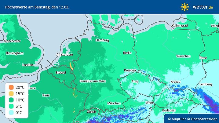 Die Deutschlandtemperaturen gehen am Wochenende mit einem teils lebehaften Südostwind wieder etwas zurück.
