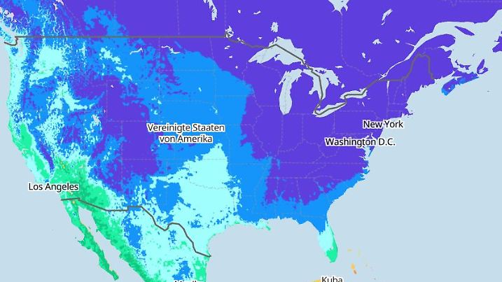 Die Vorhersage für die Tiefstwerte in den USA und Kanada am Wochenende