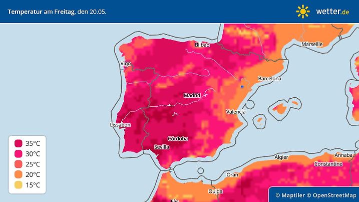 highestTemperatures hitze spanien