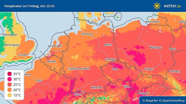 Die Grafik zeigt die höchsten Werte für Freitag, 20.05.2022