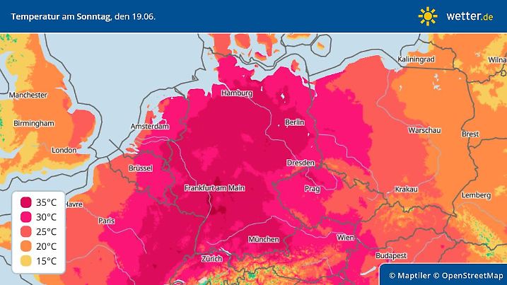 Höchstwerte für Sonntag, 19. Juni 2022