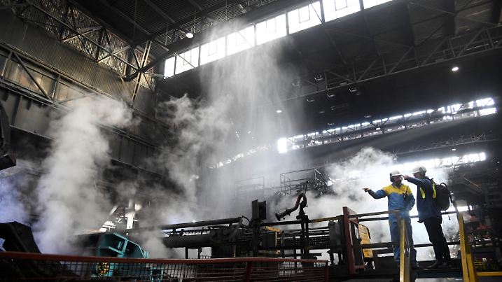A view of workers at the mill ahead of Britain's Prince William and Catherine, Duchess of Cambridge visit to Tata Steel in Port Talbot, Wales, Britain February 4, 2020.