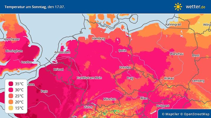 Die Temperaturen am Sonntag tendieren gegen Rekord-Hitze.