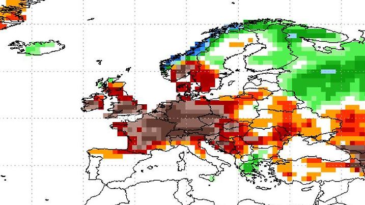 NOAA-Berechnungen, Niederschlagsabweichung Juli 2022