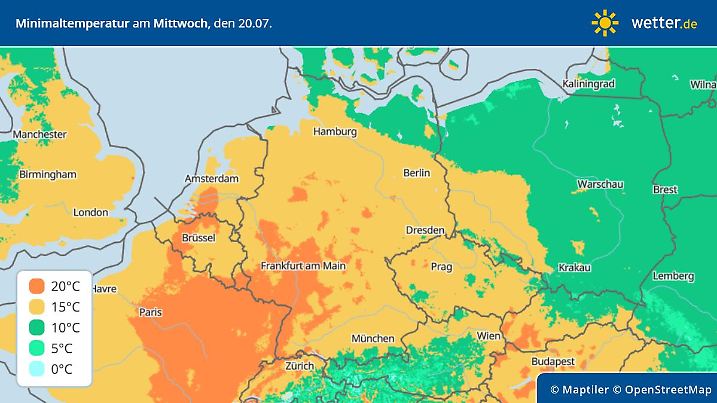 Tropische Nächte mit Werten ab 20 Grad kommen.
