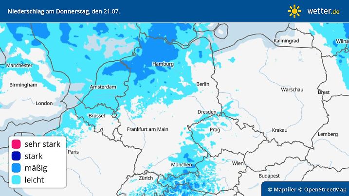 Etwas Niederschlag kommt aus Norden.