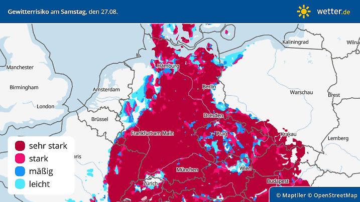 Gewittergefahr in Deutschland am Samstag, 27. August 2022
