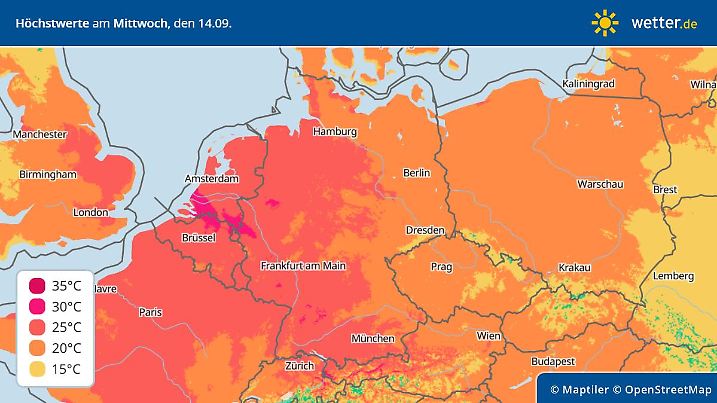 Die Höchstwerte Mitte nächster Woche - es wird mal wieder sommerlich, teils sogar heiß