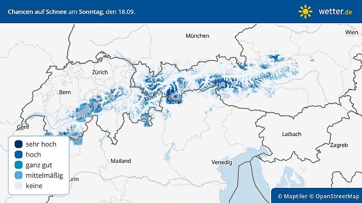 Die Schneeprognose fürs Wochenende und Sonntag, 18. September 2022
