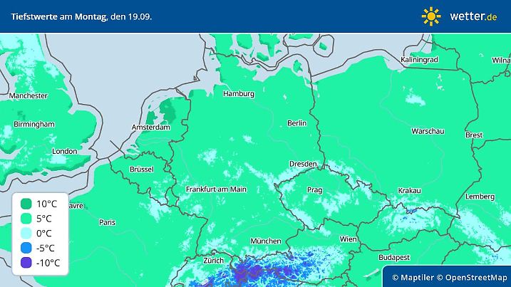 Prognose und Vorhersage der Tiefstwerte, 19. September 2022