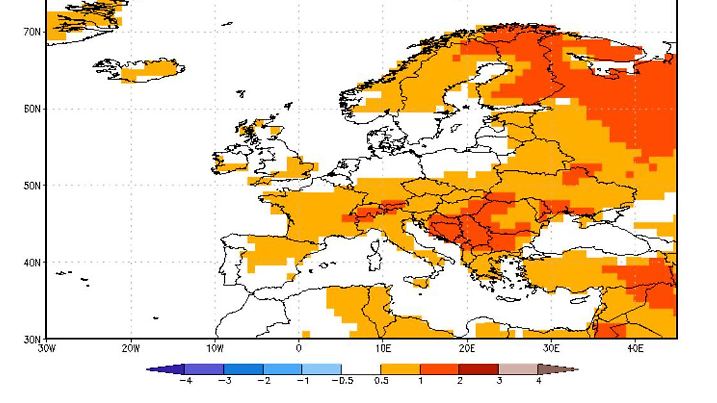 Die Grafik zeigt die Abweichung zum Temperaturmittel im Dezember 2022