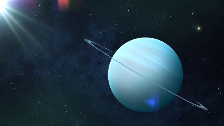 View of planet Uranus from space. Space, nebula and planet Uranus. ----- Elements of this image furnished by NASA. Url(s): https://images.nasa.gov/details-PIA21073
Uranus planet was created in Adobe Photoshop. Non a NASA source.
Software: Adobe Photoshop CC 2015. Knoll light factory. Adobe After Effects CC 2017.
