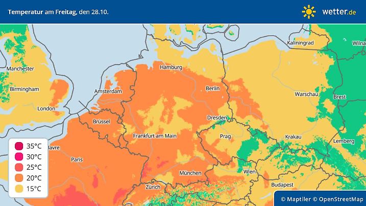 Die Höchsttemperaturen am 28. Oktober 2022: Es riecht nach Sommer.