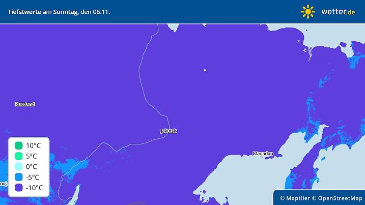 Tiefstwerte für den Sonntag - eiskalt zeigt sich Sibirien