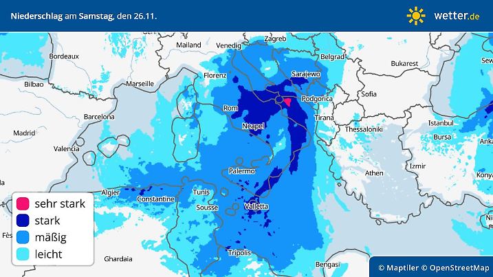 Regenprognose für den 26. November 2022