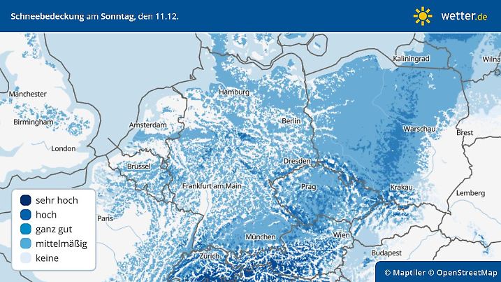 Schneeprognose für Sonntag, 3. Advent 2022