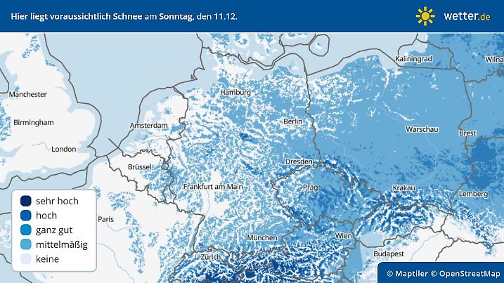 Hier liegt am Sonntag in Deutschland Schnee