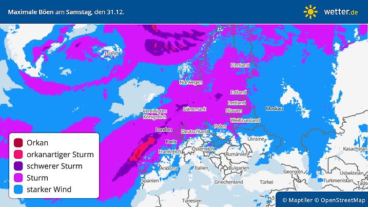 Sturm bis Orkan toben über dem Atlantik.