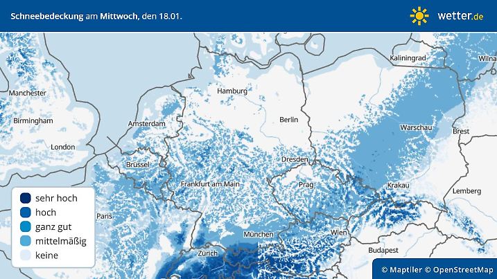Die Schneedecke in Deutschland hat große Lücken und ist auch nur dünn.