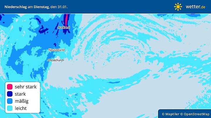Regenmengen am Dienstag, den 31.01.2023