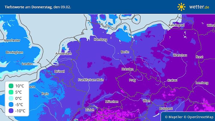 Prognose und Vorhersage der Tiefstwerte am 09. Februar 2023