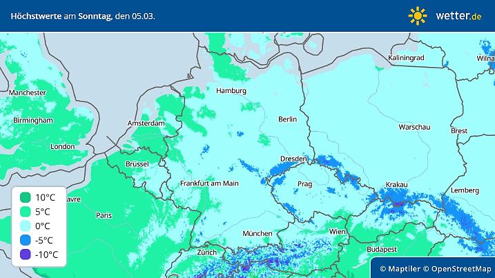 Prognose und Trend: Höchstwerte am Sonntag, 5. März 2023