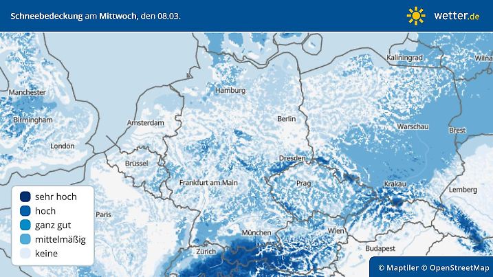 Schneebedeckung am 9. März