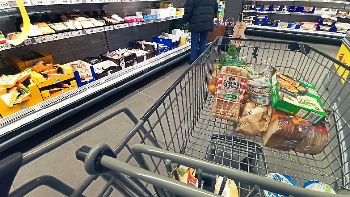 Einkauf in einem Supermarkt oder Discounter. Einkauf *** Shopping in a supermarket or discount store Purchasing