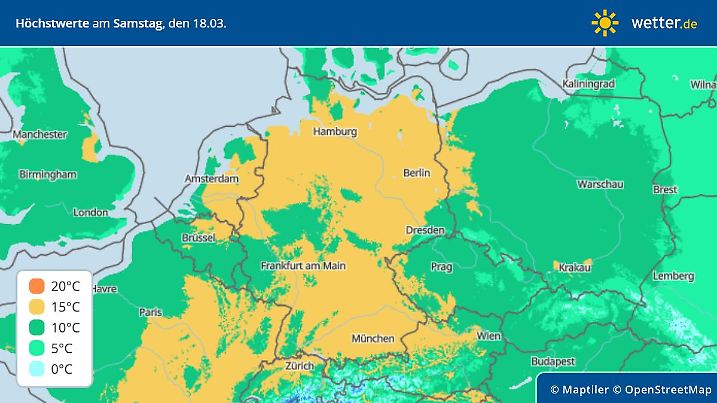 Höchstwerte am Samstag, 18.03.2023