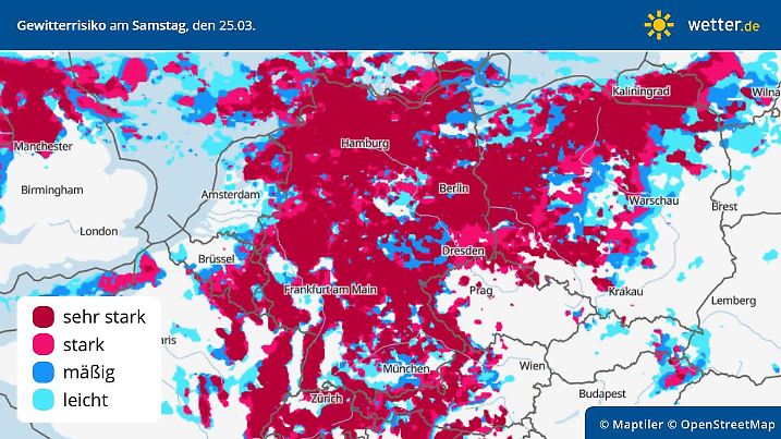 Gewitterrisiko für Samstag, 25.03.2023
