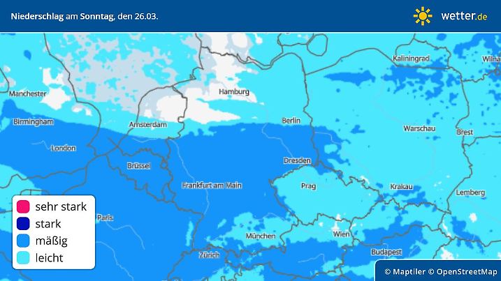 Regen und Niederschlag am Samstag
