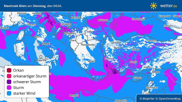 Unwetter und extreme Winde beuteln die Urlauber am zentralen und östlichen Mittelmeer - von wegen Urlaubswetter