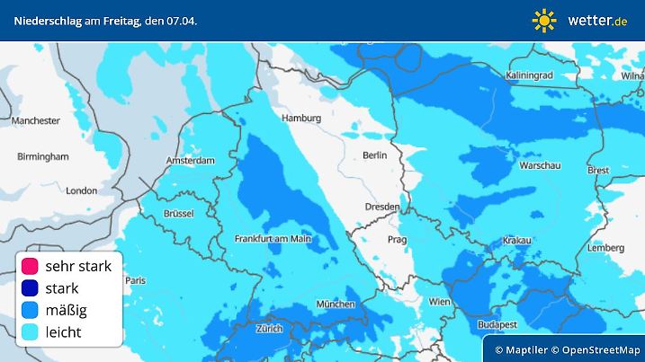 Niederschlag am Karfreitag, 7. April, in Deutschland